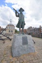 Statue of famous explorer at English port