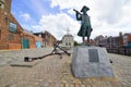 Statue of famous explorer at English port