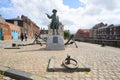 Statue of famous explorer at English port