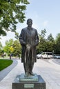 Statue of the famous litterateur and Nobel prize winner Ivo Andric, located on the Andric`s wreath in the center of Belgrade, at
