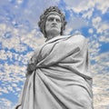 Statue of famous medieval Italian poet Dante Alighieri in Piazza Santa Croce in Florence city - Tuscany, Italy Royalty Free Stock Photo