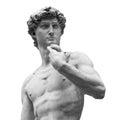 Statue of a famous statue by Michelangelo - David from Florence, isolated on white Royalty Free Stock Photo