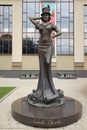 Statue of famous Soviet actress Lyubov Orlova in Zvenigorod, Russia. Cloudy daylight view.