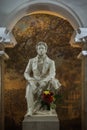 Statue or famouse russian poet Alexander Pushkin in Saint Petersburgs subway