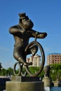 A statue featuring a monkey riding a circus bicycle Royalty Free Stock Photo