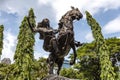 Statue of female warrior - Gabriela Silang - on a horse in Makati, Manila, Philippines