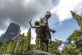Statue of female warrior - Gabriela Silang - on a horse in Makati, Manila, Philippines