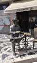 Lisbon, 14th July: Statue of Fernando Pessoa Portuguese poet in Chiado District from Lisbon Portugal Royalty Free Stock Photo