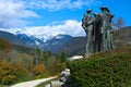 Statue of the first men climbing Triglav mountain