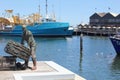 Statue of a fisherman in the harbor of Fremantle, Western Australia