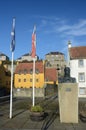 Statue, Flags and Palace Royalty Free Stock Photo