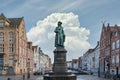 Statue of the Flemish painter Jan van Eyck in Bruges, Belgium
