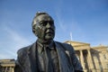 Statue of former Prime Minister and founder of the Open University, Harold Wilson. Labour Politician, situated outside