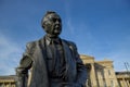 Statue of former Prime Minister and founder of the Open University, Harold Wilson. Labour Politician, situated outside