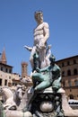 Statue on the Fountain of Neptune on the Piazza della Signoria in Florence Royalty Free Stock Photo