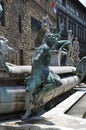 Statue on the Fountain of Neptune on the Piazza della Signoria in Florence Royalty Free Stock Photo