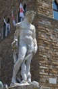 Statue on the Fountain of Neptune on the Piazza della Signoria in Florence Royalty Free Stock Photo