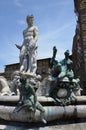 Statue on the Fountain of Neptune on the Piazza della Signoria in Florence Royalty Free Stock Photo