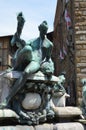 Statue on the Fountain of Neptune on the Piazza della Signoria in Florence Royalty Free Stock Photo