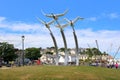 Statue of four swans flying