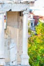 Statue and fragment of ancient roman amphitheater, Plovdiv, Bulgaria