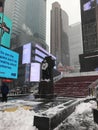 Statue of Francis P. Duffy at Times Square, Manhattan, NYC. Winter Royalty Free Stock Photo