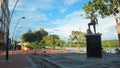 Statue of Francisco de Orellana on the waterfront of the city of Coca. El Coca is a village along the Napo river