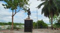 Statue of Francisco de Orellana on the waterfront of the city of Coca. El Coca is a village along the Napo river