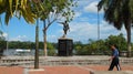 Statue of Francisco de Orellana on the waterfront of the city of Coca. El Coca is a village along the Napo river