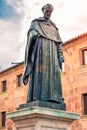Statue of Fray Luis de Leon from the courtyard of the ancient facade of the University of Salamanca, Spain
