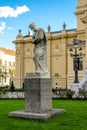 Statue in front of Art Pavilion museum building in King Tomislav square, Zagreb, Croatia Royalty Free Stock Photo