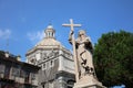 Statue in front of the Church of the Badia di Sant`Agata in Catania. Italy Royalty Free Stock Photo
