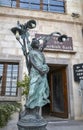 Statue in front of the entrance to the Turkish baths in Uchisar Cappadocia