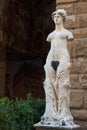 Statue in front of the Facade of Old Palace called Palazzo Vecchio at the Piazza della Signoria in Florence, Tuscany, Italy Royalty Free Stock Photo