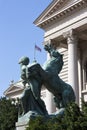 Statue in front of the National Assembly of Serbia, Belgrade Royalty Free Stock Photo