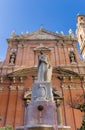 Statue in front of the Santo Tomas church in Valencia Royalty Free Stock Photo