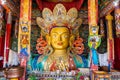 Statue of Future Buddha or Maitreya Buddha in Thiksey Monastery in Leh-Ladakh, Kashmir Royalty Free Stock Photo
