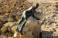 A statue of Galateia on a beach rock near Paphos fort