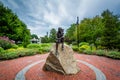 Statue and gardens in Hyannis, Cape Cod, Massachusetts. Royalty Free Stock Photo