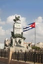 Statue of General MÃÂ¡ximo GÃÂ³mez with the Cuban flag flying, Havana, Cuba Royalty Free Stock Photo