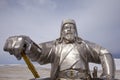 Statue of Genghis Khan with golden whip Royalty Free Stock Photo