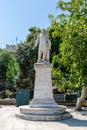 Statue of George Averoff. She stands at the right entrance of the Panathenaic Stadium Royalty Free Stock Photo