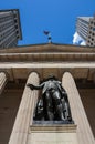 The statue of George Washington in front of the Federal Hall in Wall Street, New York City Royalty Free Stock Photo