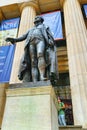 Statue of George Washington near Federal Hall, built in 1700 as Royalty Free Stock Photo