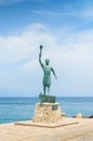 Statue of Georgios Anemogiannis on the seafront Royalty Free Stock Photo