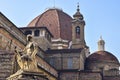 Beautifull composition of statue and buildings in Florence Royalty Free Stock Photo