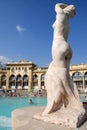 Szechenyi Baths and Pool. Statue of a girl with a swan.