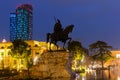 Statue of Gjergj Kastrioti in Tirana, Albania Royalty Free Stock Photo