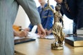 statue of god Themis Lady Justice is used as symbol of justice within law firm to demonstrate truthfulness of facts and power to Royalty Free Stock Photo