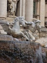 Statue of god Triton with shell with horse - part of the Trevi F Royalty Free Stock Photo